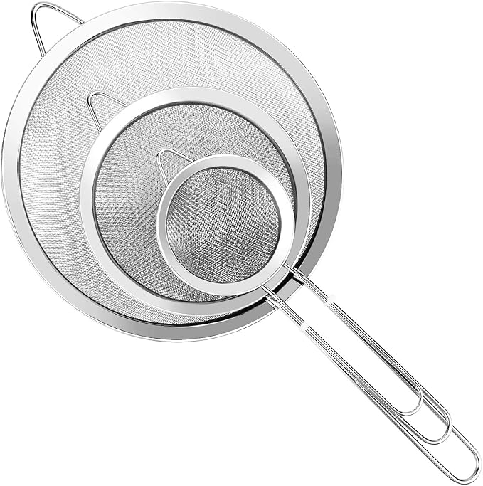 Silver kitchen strainer set Stainless Steel Wire Fine Mesh Oil