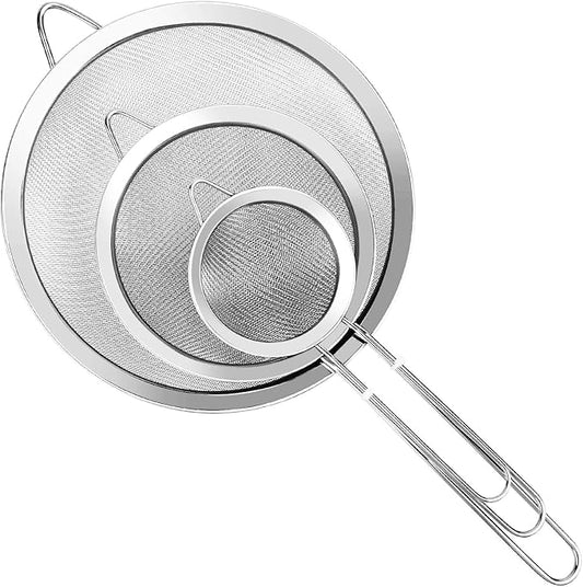 Silver kitchen strainer set Stainless Steel Wire Fine Mesh Oil
